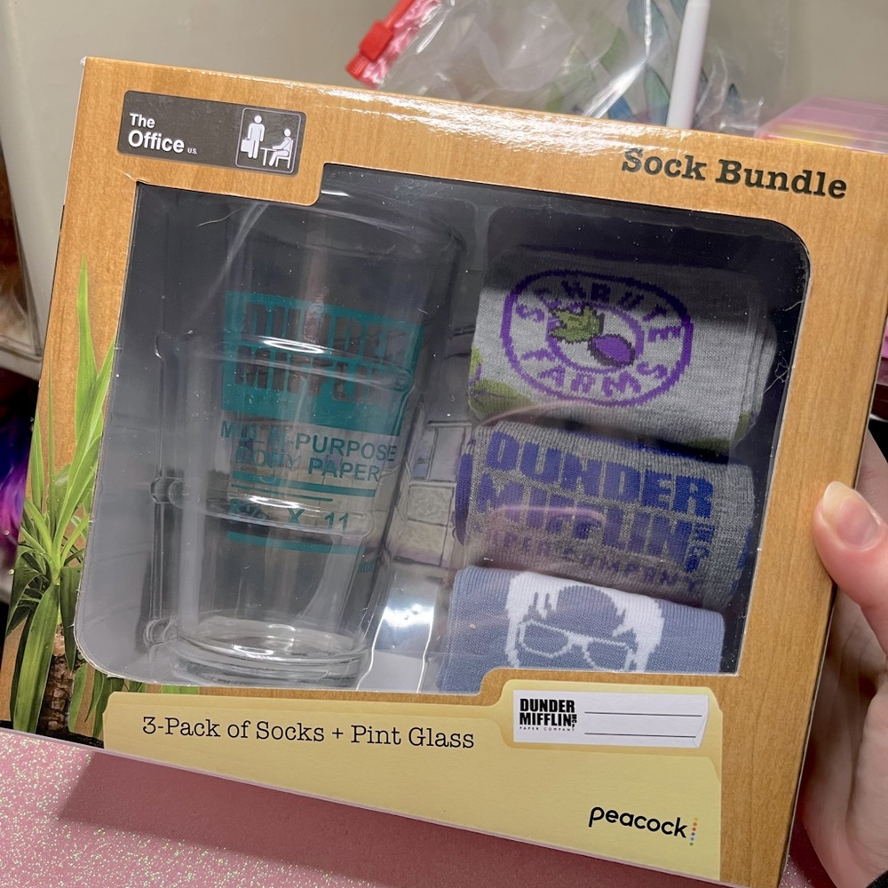 The Office Pint Glass and Sock Set